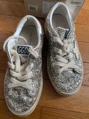 Golden Goose Kids Glitter Sneakers in Gold and Silver
